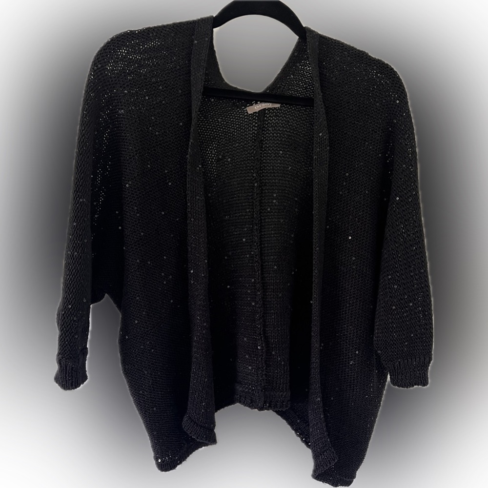 black cardigan with sequens